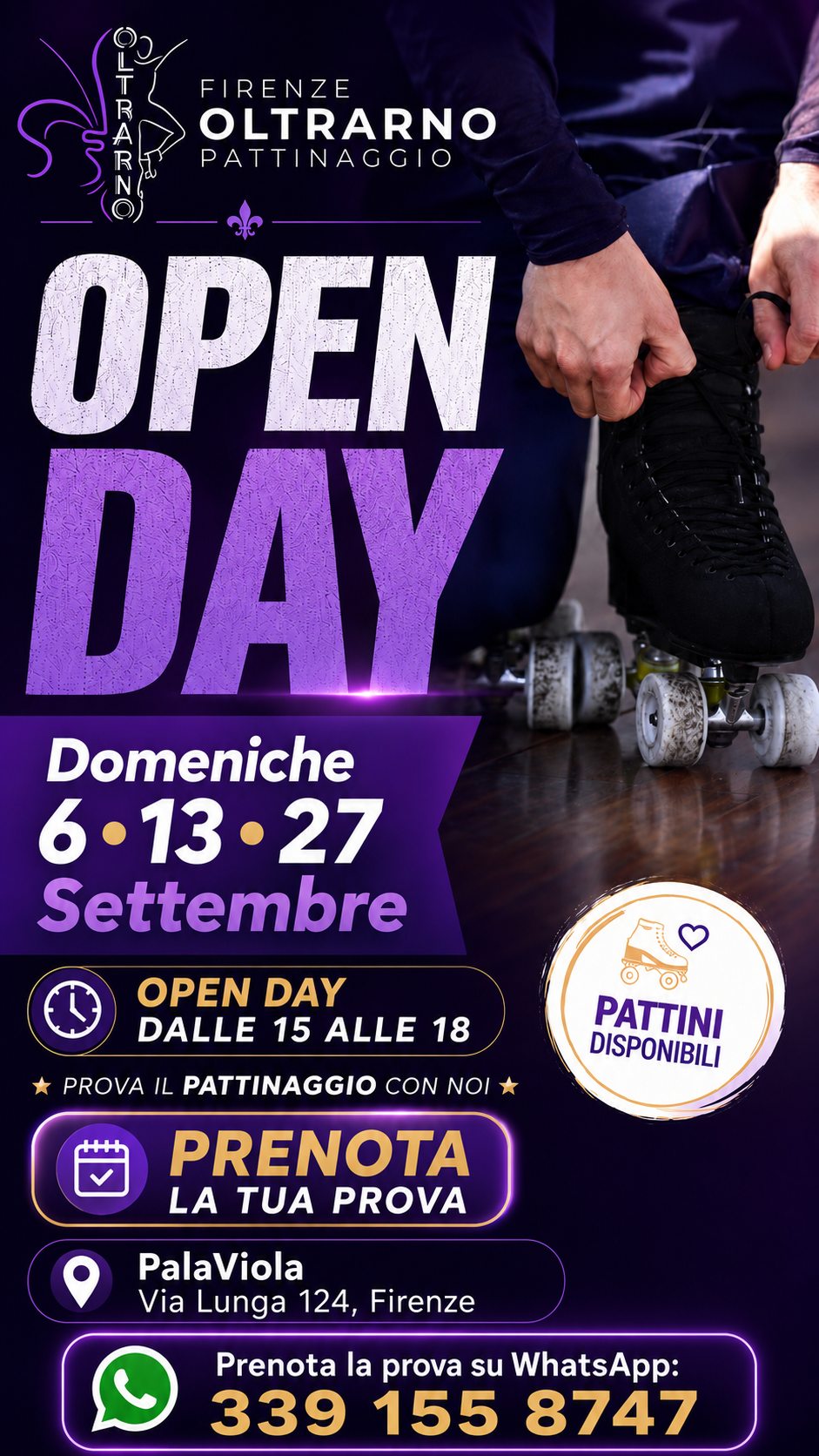 Volantino Open Day Firenze Oltrarno Pattinaggio settembre 2026