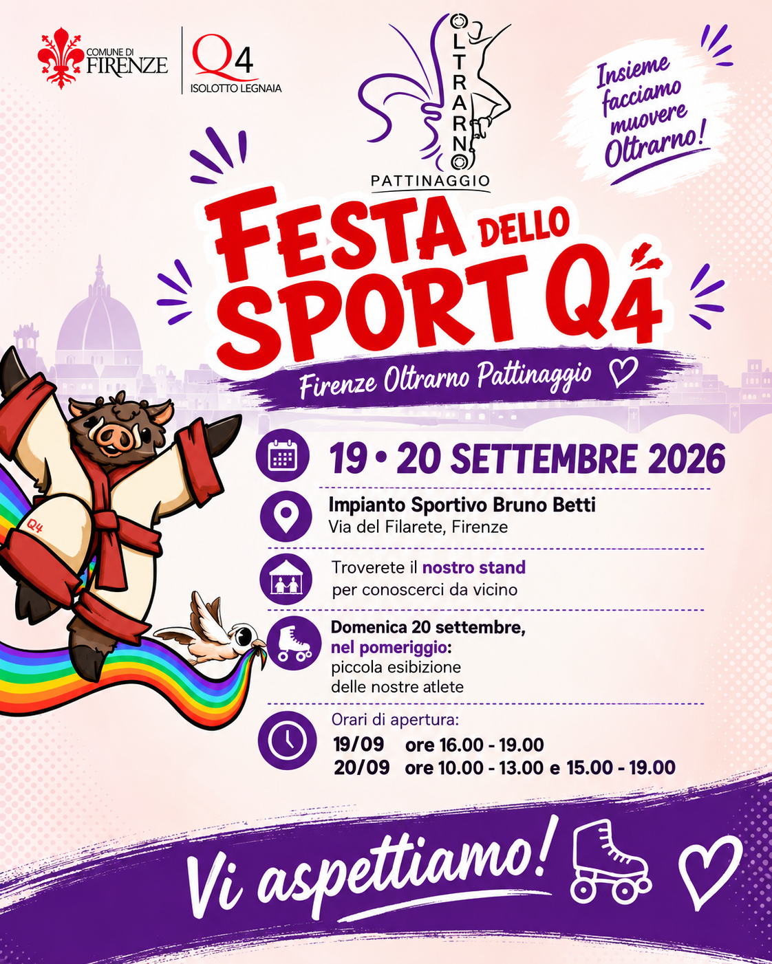 Volantino Festa dello Sport Q4 Firenze Oltrarno Pattinaggio 19 e 20 settembre 2026